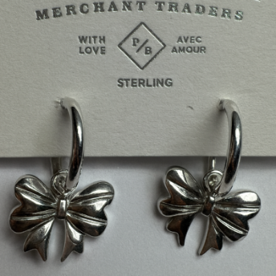 Luca Bow Hugger Hoop Earrings - Sterling Silver