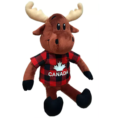 Moose with Dangly Legs and Red Jack Canada Shirt 15 inch