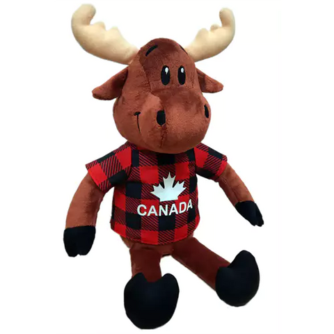 Moose with Dangly Legs and Red Jack Canada Shirt 15 inch