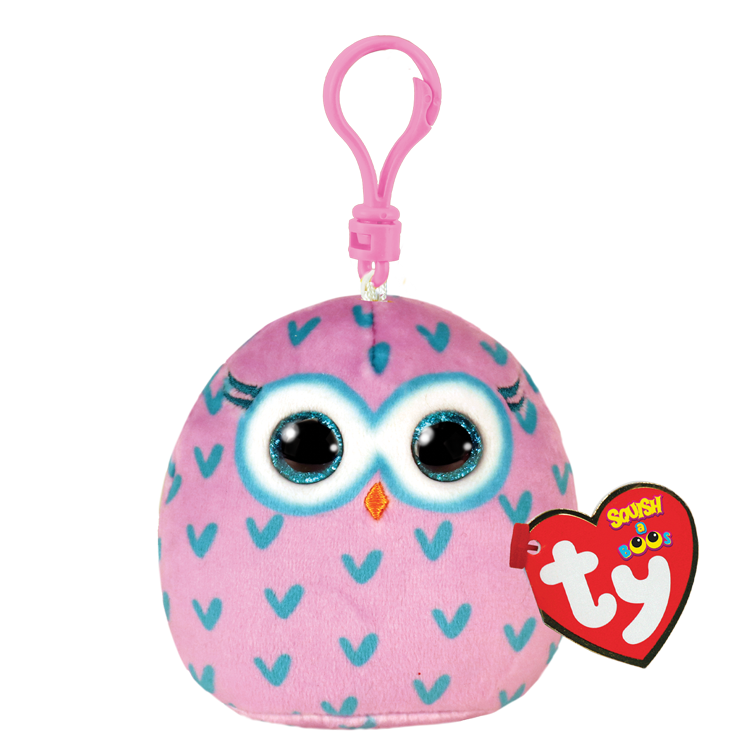 Ty Squish-a-Boos "Winks" Pink Owl Clip