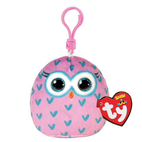 Ty Squish-a-Boos "Winks" Pink Owl Clip