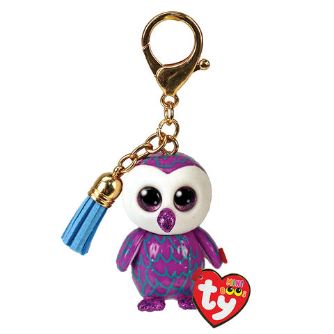 Ty Mini Boos "Moonlight" Purple Owl Keychain