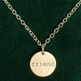 Typewritten "Friend" Necklace Brushed Sterling Silver