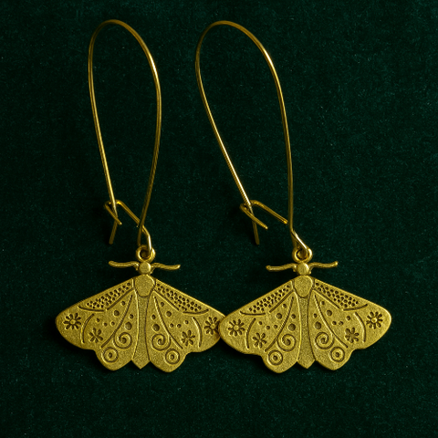 I Love Lamp Moth Earrings - Brass