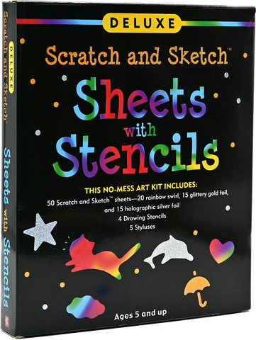 Deluxe Scratch and Sketch Kit (50 Assorted Sheets with Bonus Stencils)