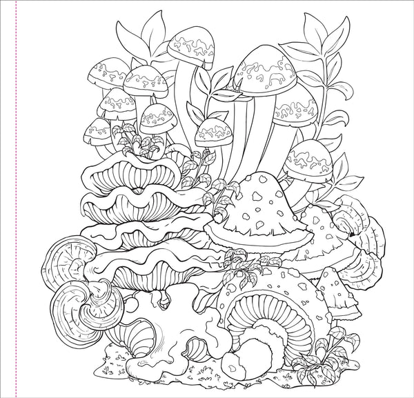 Mushrooms Adult Colouring Book