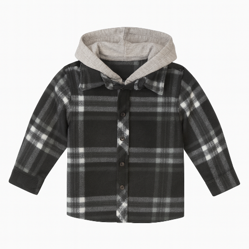Kids Fleece Plaid Jacket (Black)