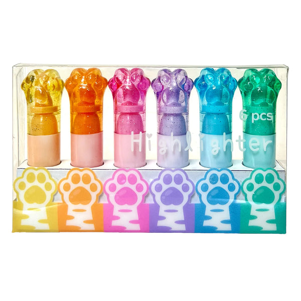 Paw Print Highlighters (Set of 6)