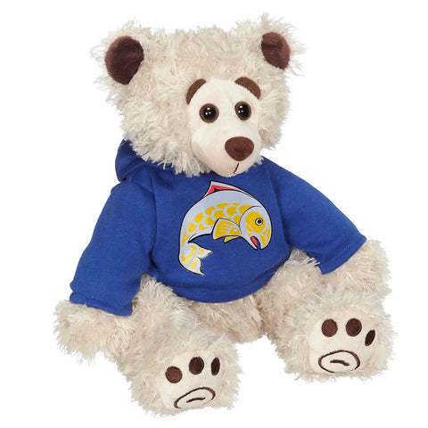 "Mokey" Bear with Salmon Hoodie by Bill Helin (11 inches)