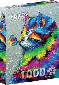 Bright Cat and Butterfly Puzzle 1000 Piece