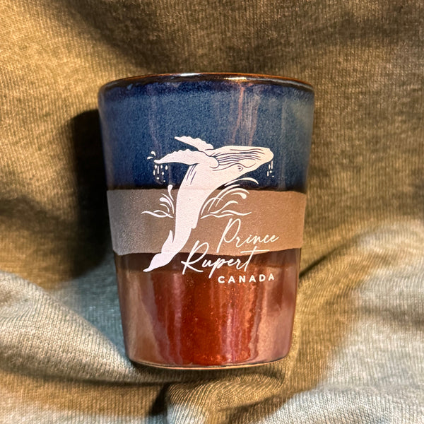 Prince Rupert Shot Glass Cobalt/Copper Whale/Bear