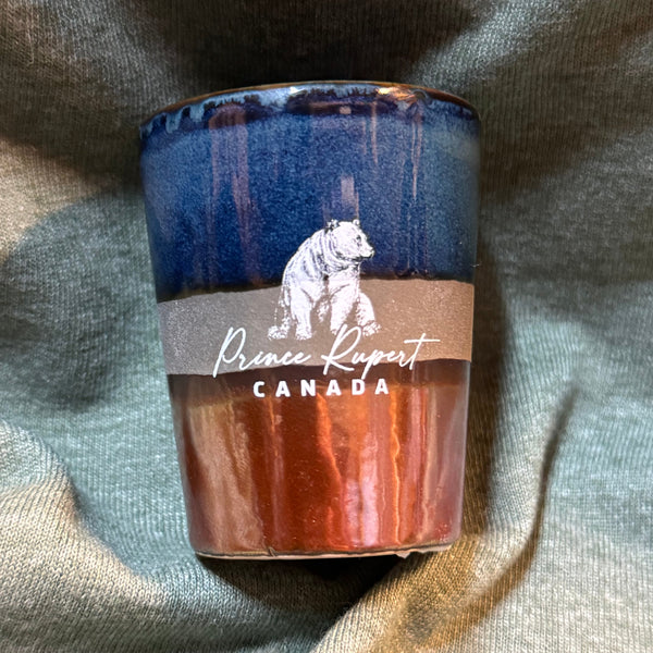 Prince Rupert Shot Glass Cobalt/Copper Whale/Bear