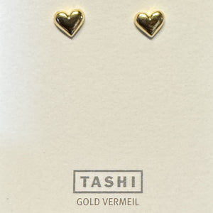 Puffy Heart Studs 14k Gold Vermeil