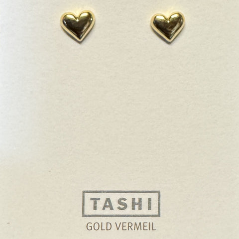 Puffy Heart Studs 14k Gold Vermeil