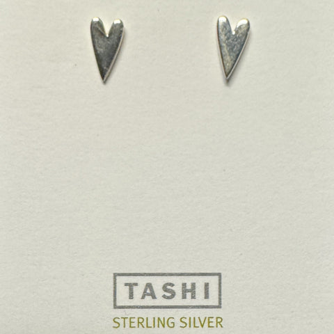 Shiny Heart Studs Sterling Silver