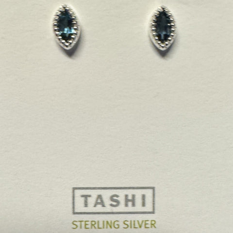 Marquise Stud with Migrain Edge London Blue Topaz Sterling Silver