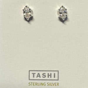 Oval Claw Set Stud CZ Sterling Silver 3X5 mm