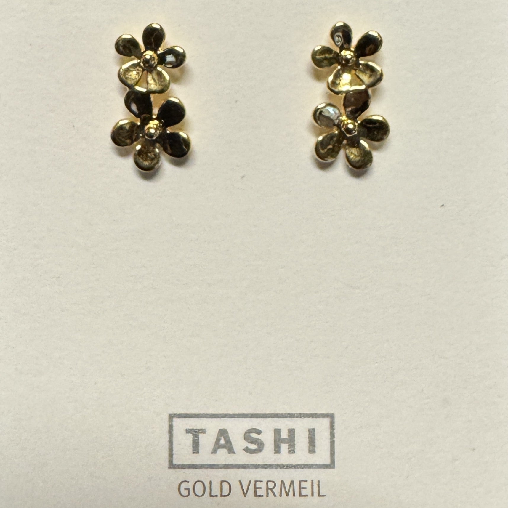 Double Forget-Me-Not Stud Gold Vermeil Earrings