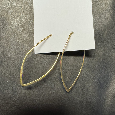 Small Marquis Wire Hoop Earrings 14k Gold Vermeil