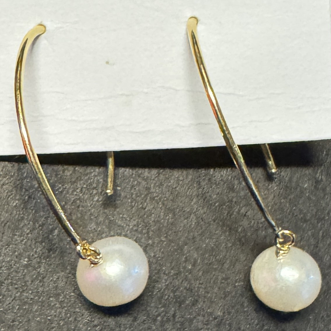 Hoop Earrings 14 k Gold Vermeil with White Pearl