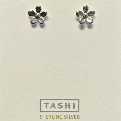 Tiny Flower Stud Sterling Silver Earrings