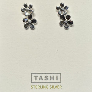 Double Forget-Me-Not Stud Sterling Silver Earrings
