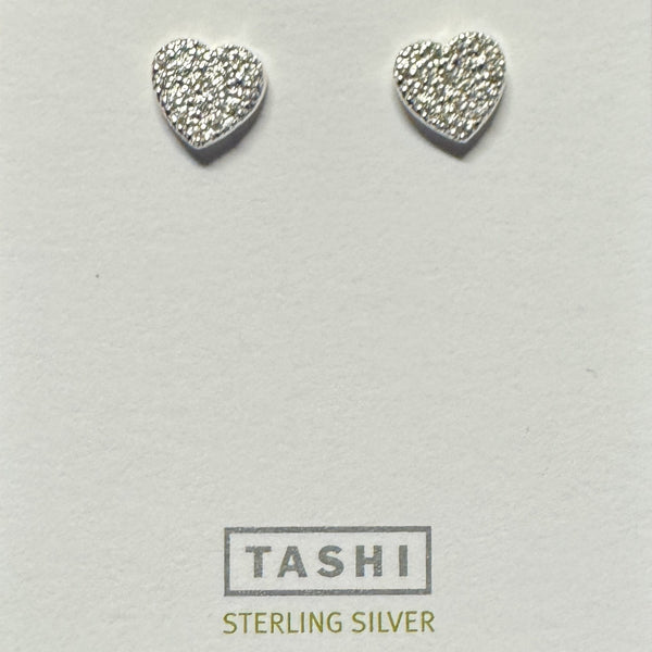 CZ Pavé Heart Stud Sterling Silver
