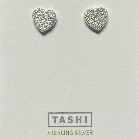 CZ Pavé Heart Stud Sterling Silver