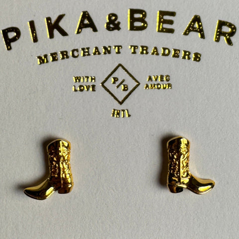Dolly Cowboy Boot Stud Earrings - Gold