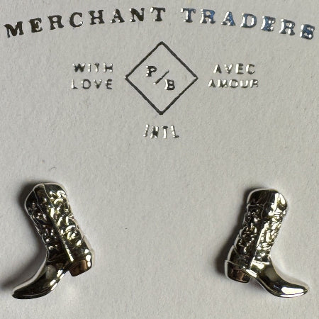 Dolly Cowboy Boot Stud Earrings - Silver