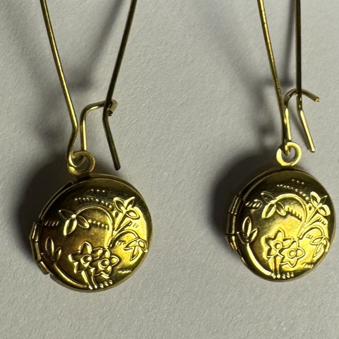 Cedarburg Locket Earrings - Brass