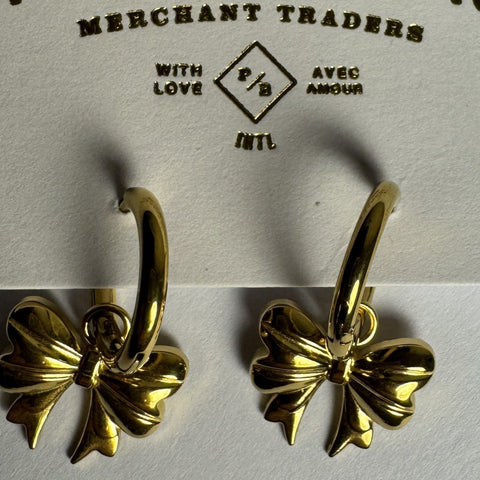 Luca Bow Hugger Hoop Earrings - Gold