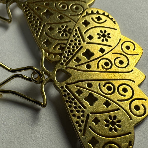 I Love Lamp Moth Earrings - Brass