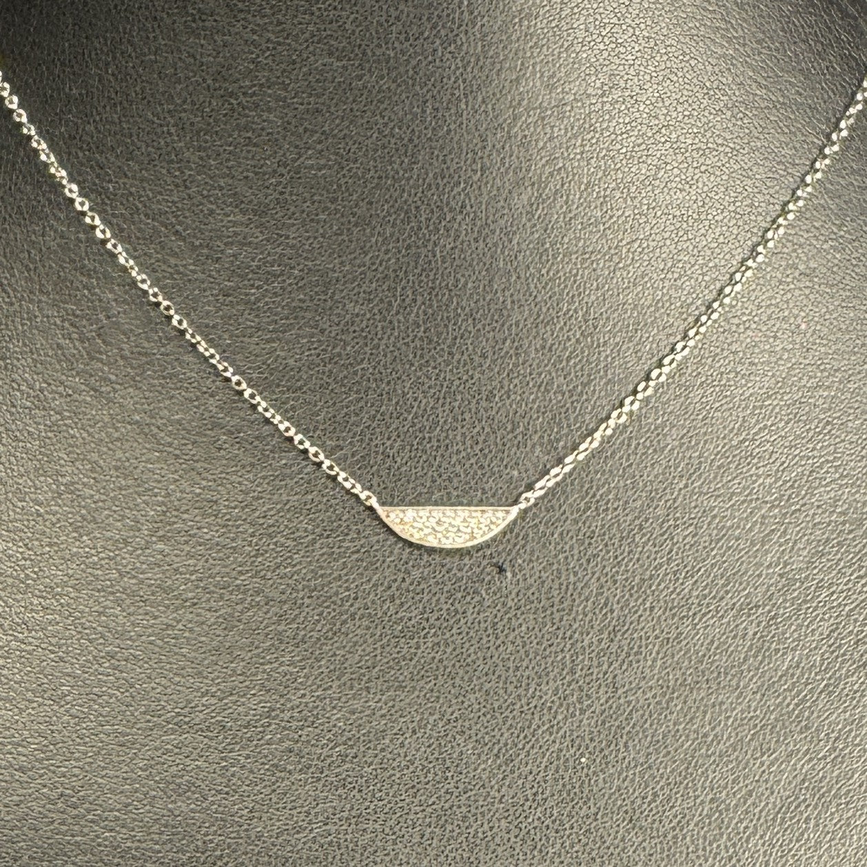 Pavé D Shape Sterling Silver Necklace