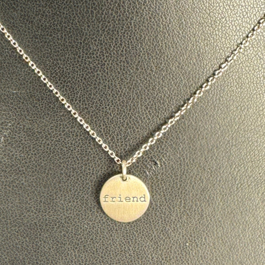 Typewritten "Friend" Necklace Brushed
