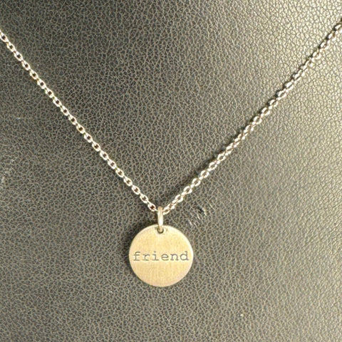 Typewritten "Friend" Necklace Brushed
