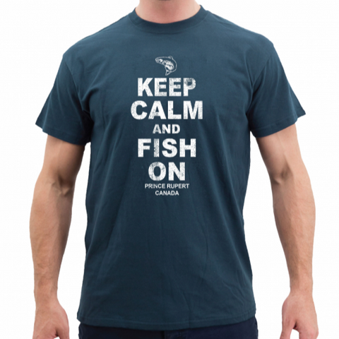 "Keep Calm and Fish On" T-Shirt Midnight Blue