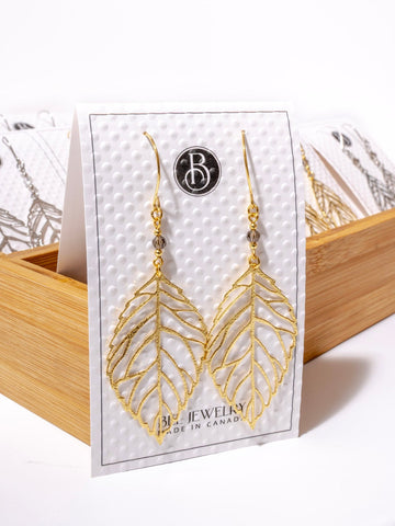 BEL Delicate Leaf Earring Collection-Gold/Platinum-Plated