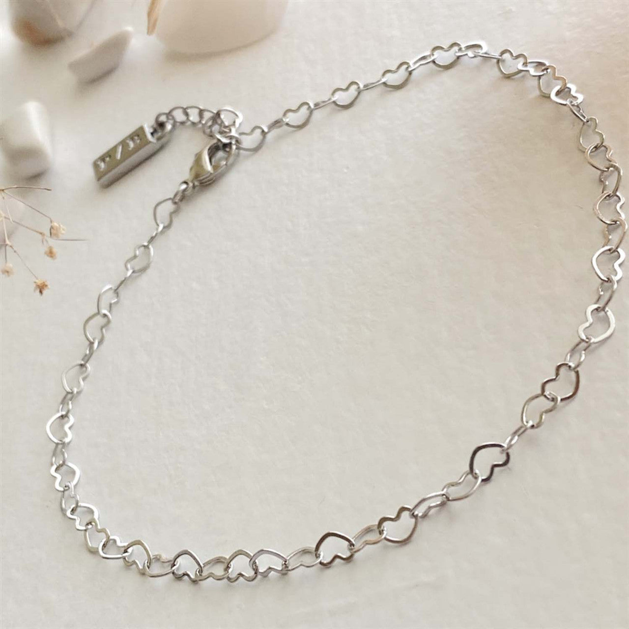 Love Bites Tiny Heart Chain Necklace - Silver
