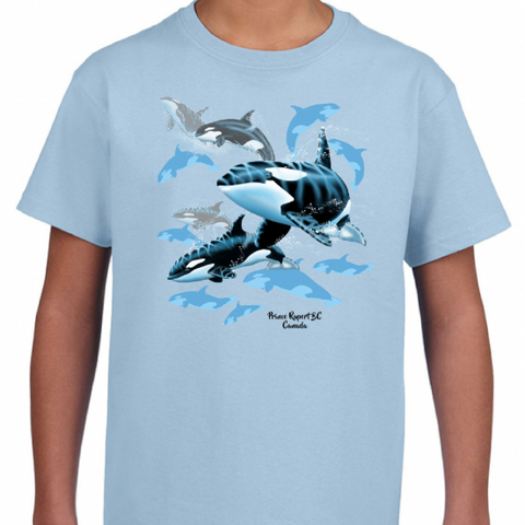 Orcas Kids T-Shirt Blue