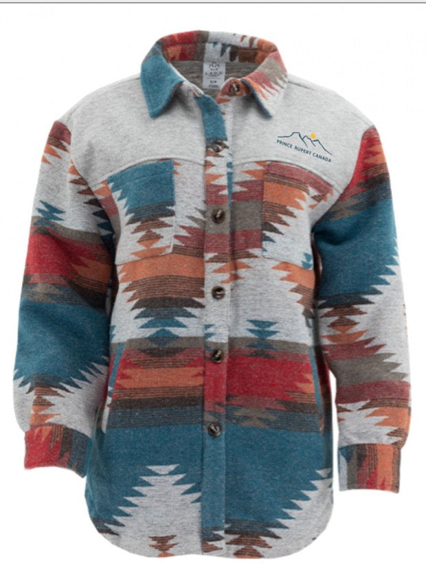 Unisex Line Art Aztec Jacket (Red/Blue)