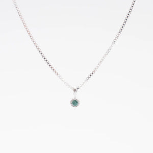 Milgrain Edge Necklace Emerald Sterling Silver 2 mm