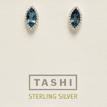Marquise Stud with Migrain Edge London Blue Topaz Sterling Silver