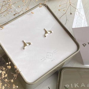 Moby Whale Tail Stud Earrings - Sterling Silver
