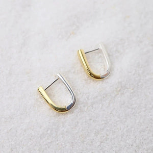 U-Hoop Click Huggie Sterline Silver and Gold Vermeil