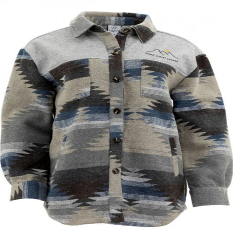 Unisex Line Art Aztec Jacket (Blue/Grey)