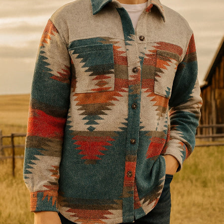 Unisex Aztec Jacket (Red/Blue)