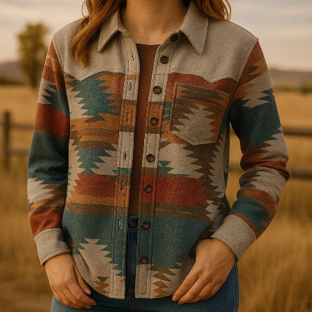 Unisex Aztec Jacket (Red/Blue)