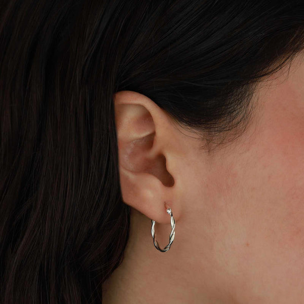 Loose Twist Hoops 30 mm Sterling Silver