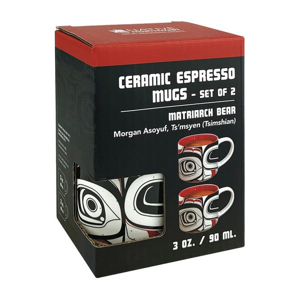 Ceramic Espresso Mugs - Set of 2 - Matriarch Bear by Morgan Asoyuf